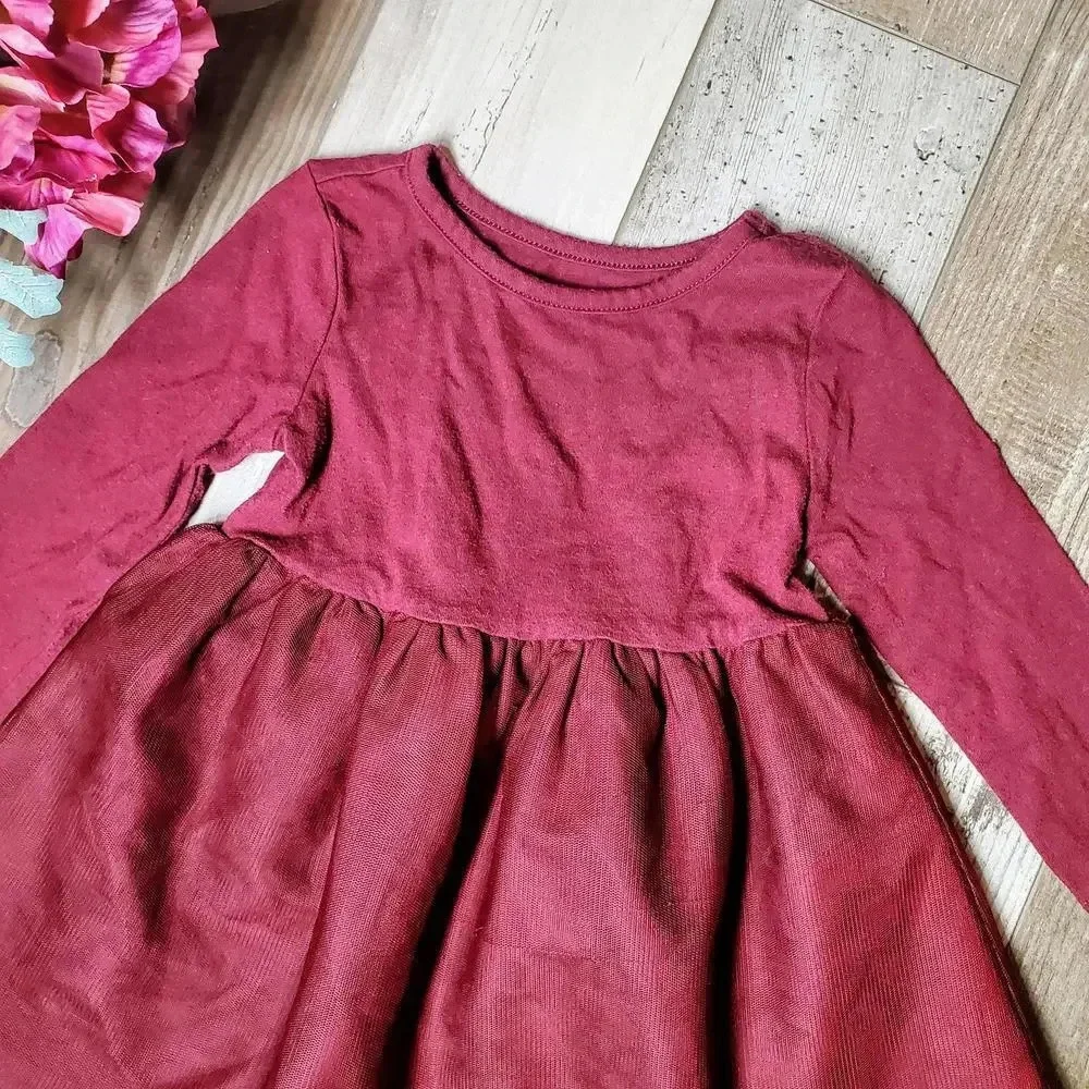 Old Navy Baby Toddler Girl Burgundy Dress Tulle Skirt 2T